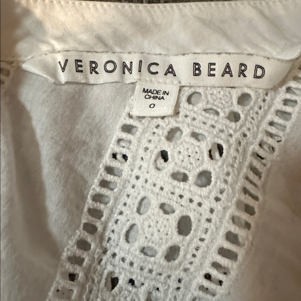 Veronica Beard Cruz Eyelet One Shoulder Top Ruffle White Blouse - Picture 8 of 10